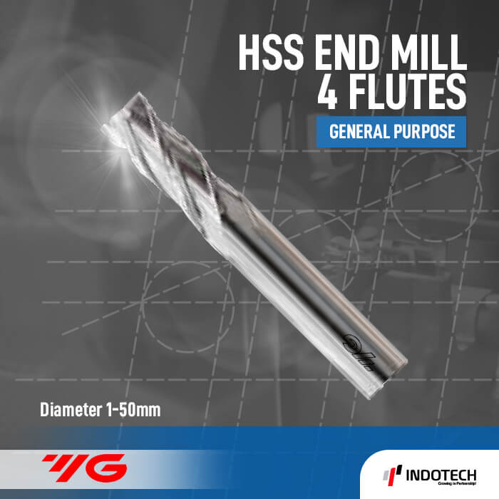 HSS End Mill 4 Flutes E 2412